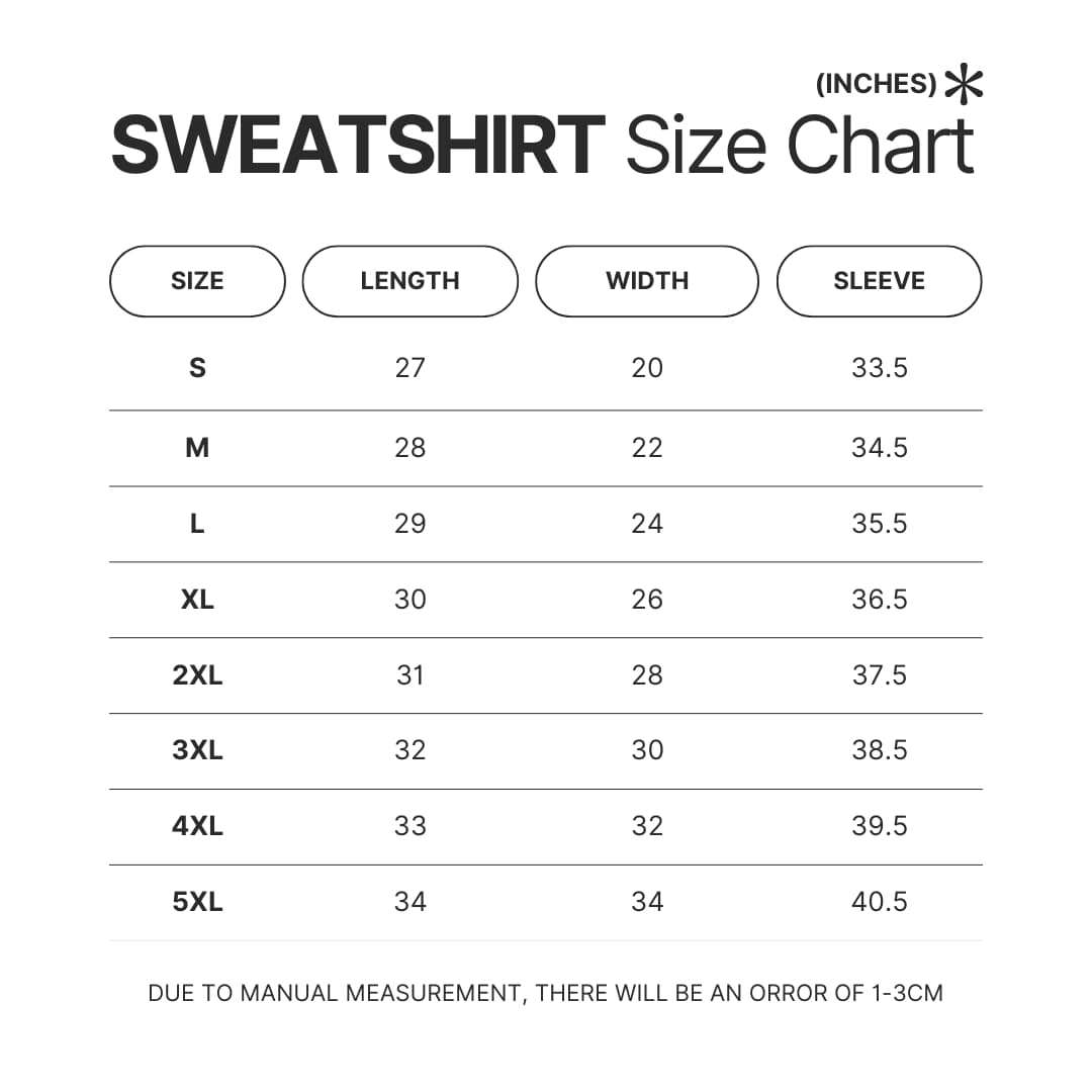 Sweatshirt Size Chart - Miffy Merch