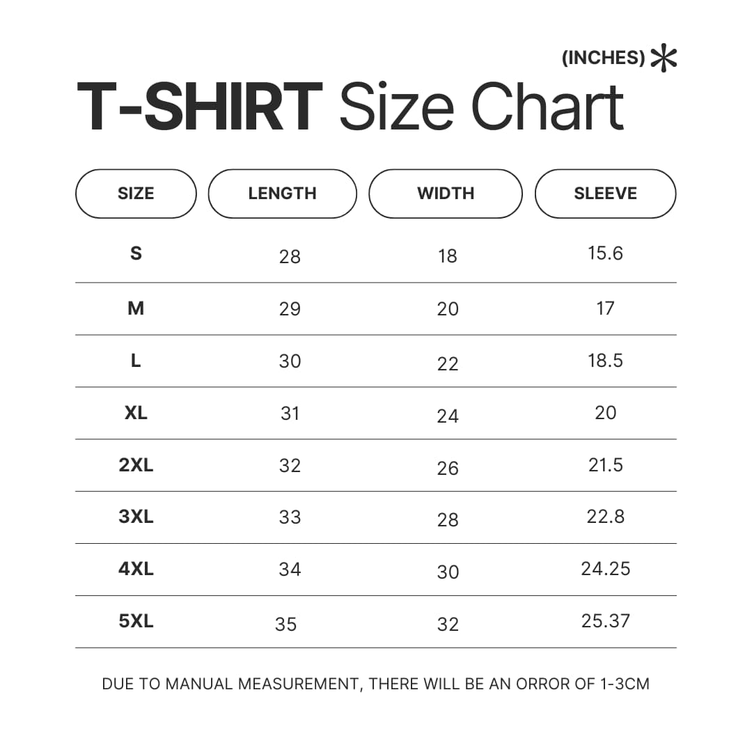 T shirt Size Chart 3 - Miffy Merch