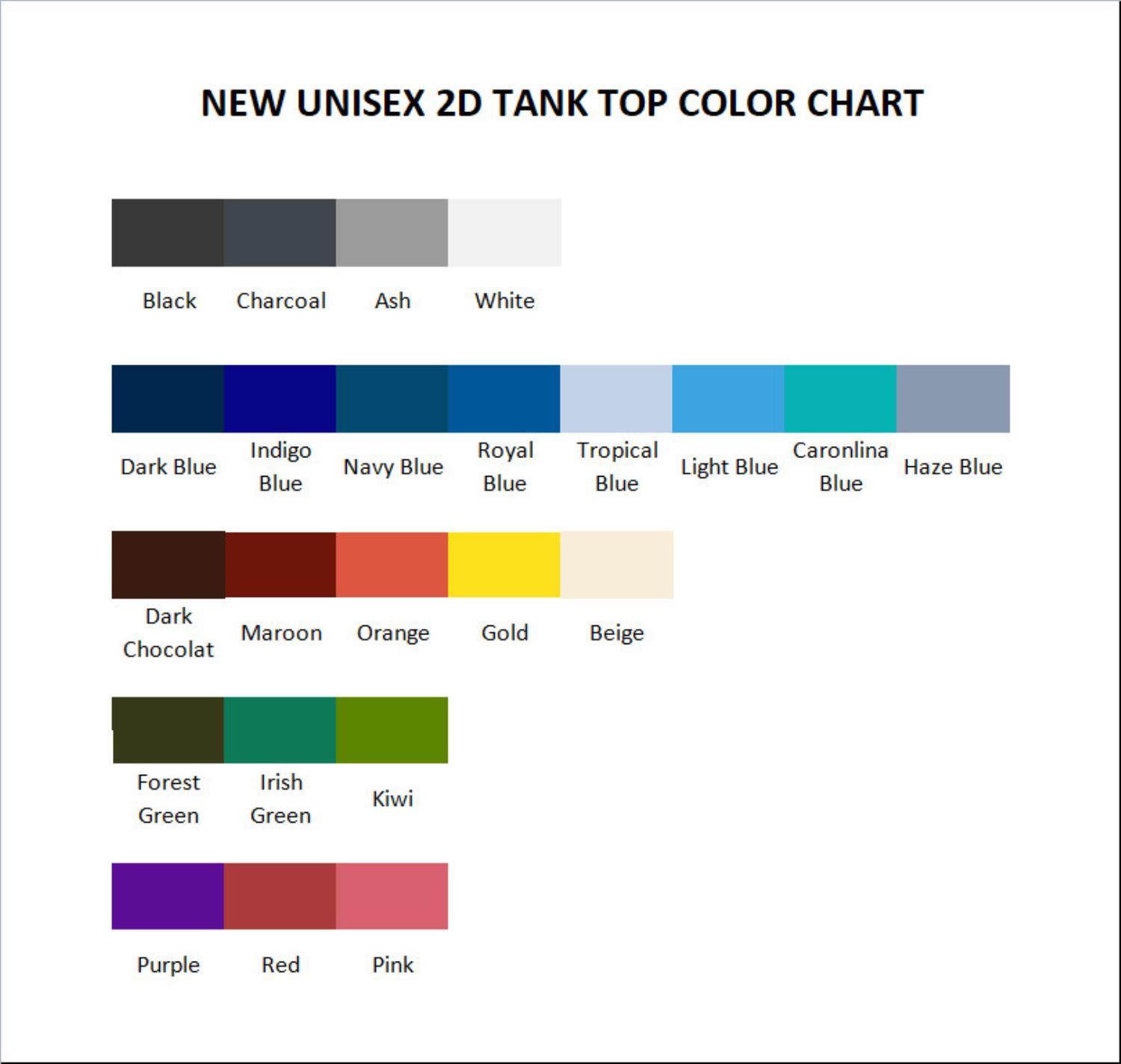 tank top color chart - Miffy Merch