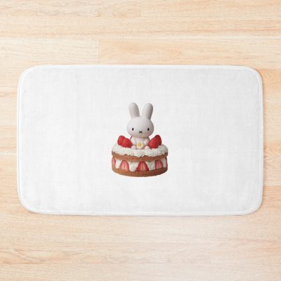 Miffy With Strawberries Transparent Background Bath Mat