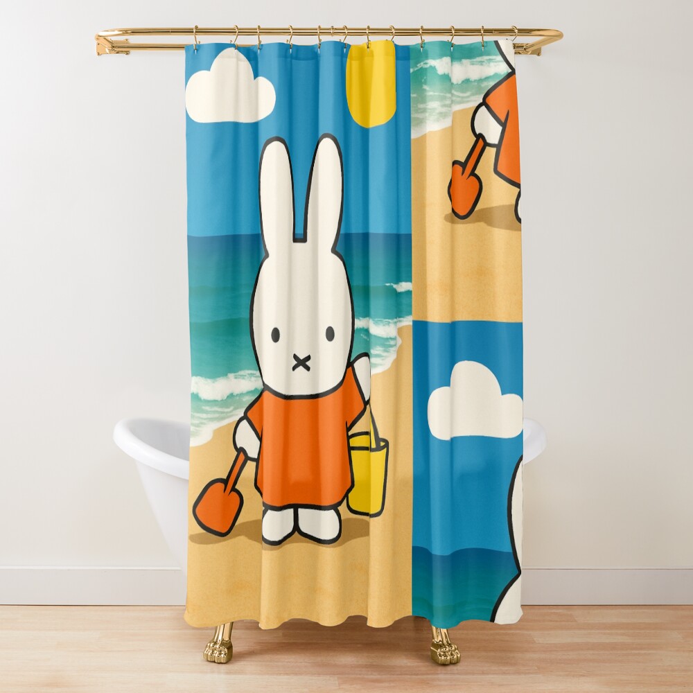 Miffy In The Beach Inspired Shower Curtain
